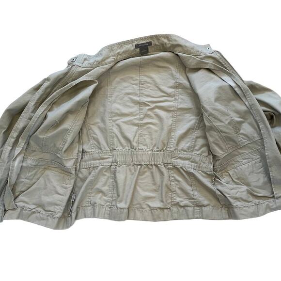 Ann Taylor Cotton Beige/Tan/Neutral Zip Up Cargo/Utility Jacket, Pockets, 6 - Picture 4 of 14
